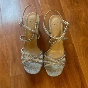 Delicious Glittering Silver Strappy Heels